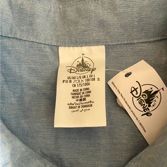 NEW Disney Parks Shirt Adult L Blue Fort Wilderness 50th Mickey Mouse Button Up - Picture 6 of 6